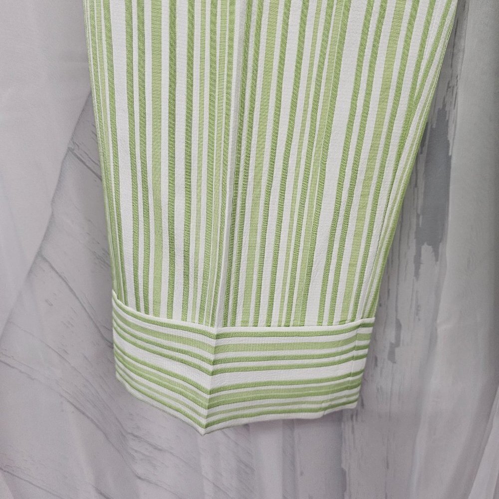 Donna Rae Pants Green Stripes Crop Cuff Casual Summer Straight 12 - Picture 3 of 14